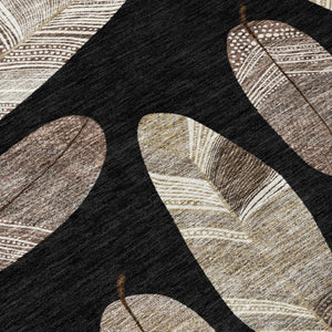 8 X 10 Botanical Leaf Polyester Area Rug Washable Stain Resistant for Patio or Living Room