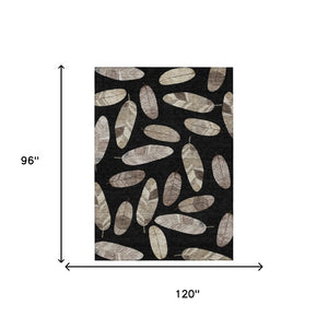 8 X 10 Botanical Leaf Polyester Area Rug Washable Stain Resistant for Patio or Living Room