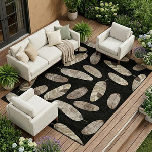 10 X 14 Botanical Leaf Polyester Area Rug Stain Resistant for Patio and Living Room