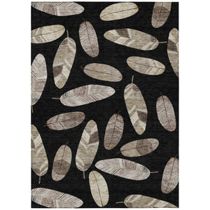 HomeRoots 10 X 14 Botanical Leaf Polyester Area Rug Stain Resistant for Patio and Living Room 735085