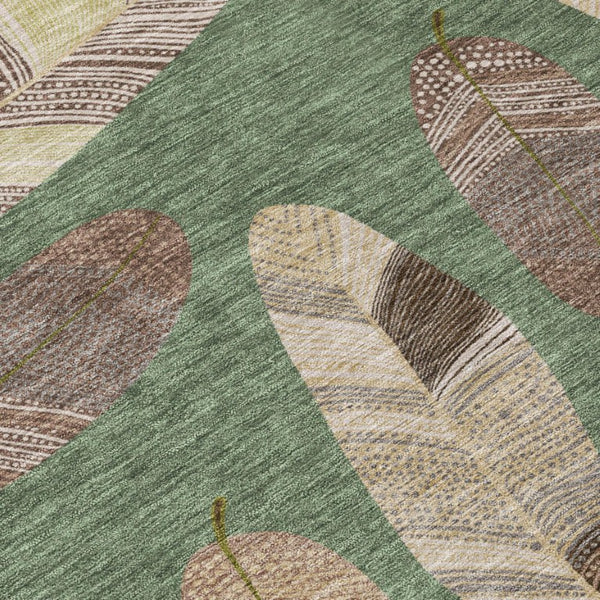 8 Foot Round Botanical Leaf Polyester Area Rug Washable for Patio Kitchen Family