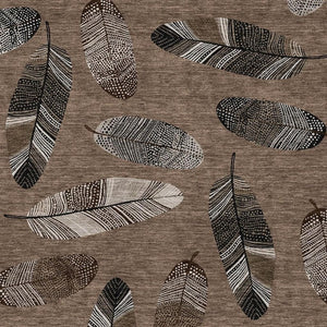 8x10 Botanical Leaves Polyester Area Rug Washable Stain Resistant Indoor Outdoor Use