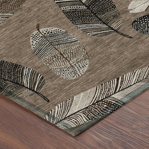 8x10 Botanical Leaves Polyester Area Rug Washable Stain Resistant Indoor Outdoor Use
