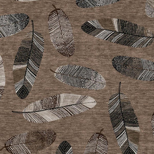 9' X 12' Brown and Ivory Botanical Leaves Washable Indoor Outdoor Area Rug
