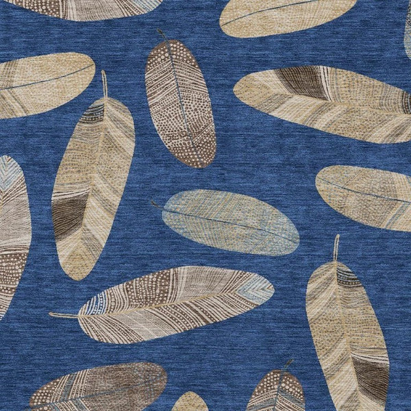 8 X 10 Botanical Leaves Polyester Area Rug Washable for Patio Porch or Living Room