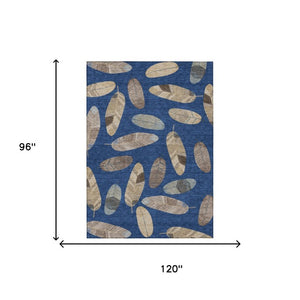 8 X 10 Botanical Leaves Polyester Area Rug Washable for Patio Porch or Living Room