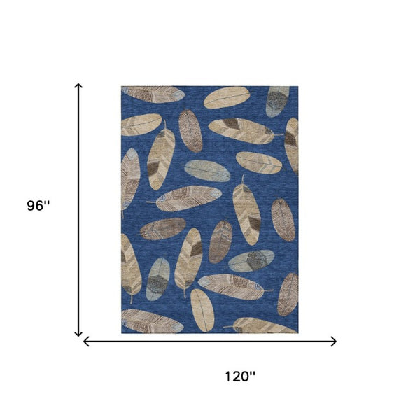 8 X 10 Botanical Leaves Polyester Area Rug Washable for Patio Porch or Living Room