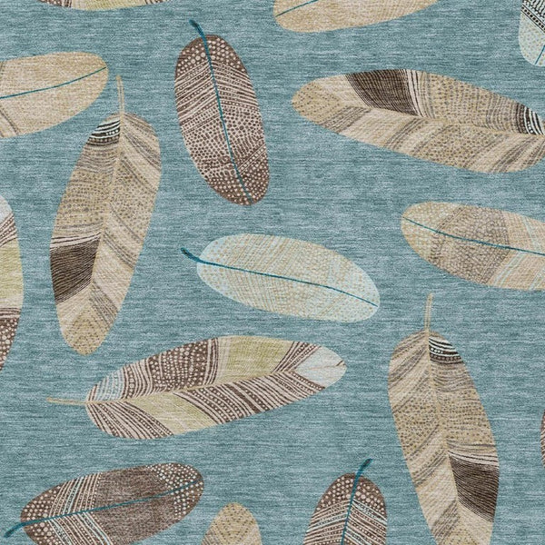 8 X 10 Botanical Leaf Polyester Area Rug Washable Stain Resistant Indoor Outdoor Patio
