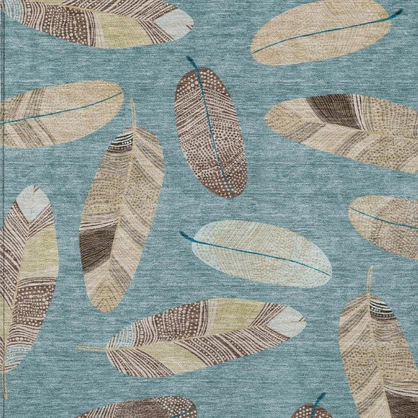 8 X 10 Botanical Leaf Polyester Area Rug Washable Stain Resistant Indoor Outdoor Patio