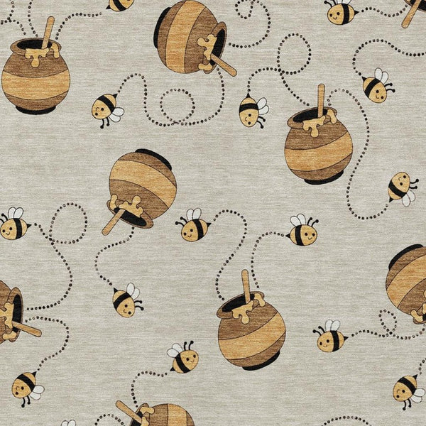 5 X 8 Beige Ivory Geometric Polyester Area Rug Washable Stain Resistant Patio