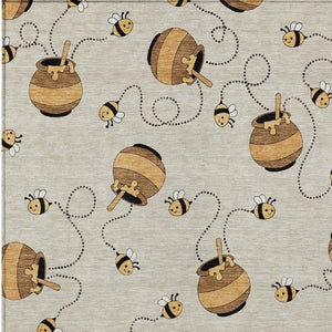 9 X 12 Beige Ivory Geometric Polyester Area Rug Stain Resistant Indoor Outdoor Use