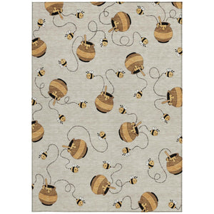 9 X 12 Beige Ivory Geometric Polyester Area Rug Stain Resistant Indoor Outdoor Use