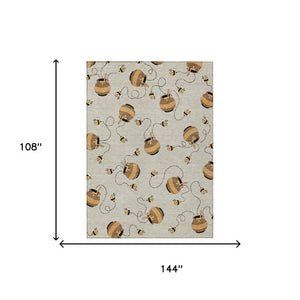 9 X 12 Beige Ivory Geometric Polyester Area Rug Stain Resistant Indoor Outdoor Use
