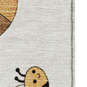 9 X 12 Ivory Beige Geometric Polyester Area Rug Stain Resistant for Patio or Living Room