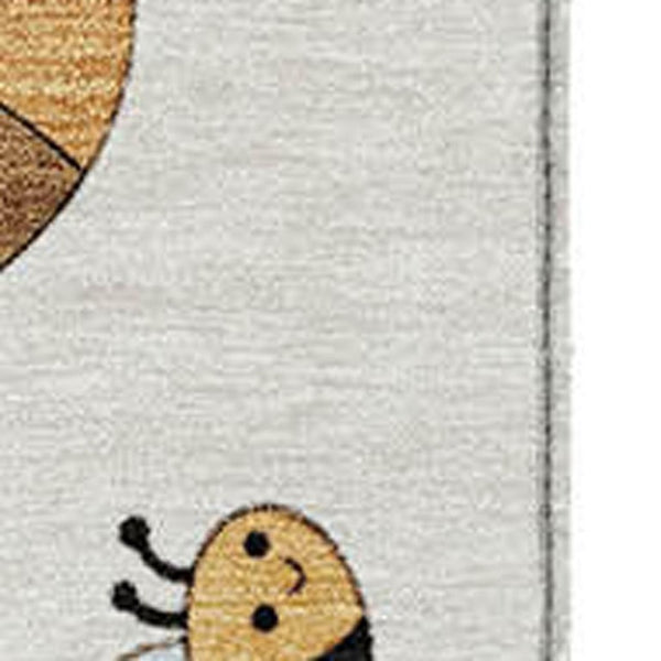 9 X 12 Ivory Beige Geometric Polyester Area Rug Stain Resistant for Patio or Living Room