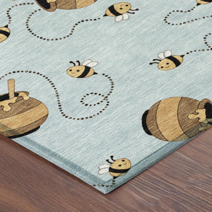 5 X 8 Geometric Polyester Area Rug Washable for Indoor Outdoor Patio Use