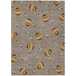 HomeRoots 8 Ft X 10 Ft Taupe Beige Geometric Polyester Area Rug for Patio or Living Room 735143
