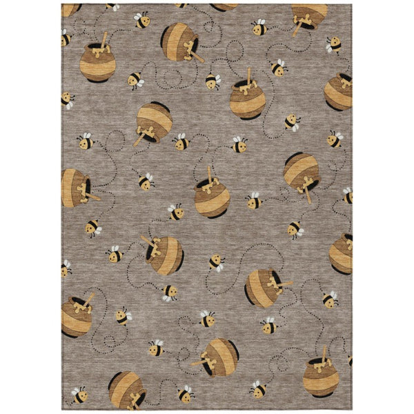 HomeRoots 8 Ft X 10 Ft Taupe Beige Geometric Polyester Area Rug for Patio or Living Room 735143