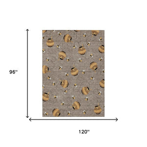 8 Ft X 10 Ft Taupe Beige Geometric Polyester Area Rug for Patio or Living Room
