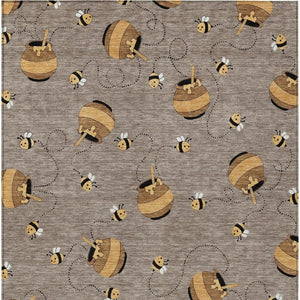 10 X 14 Taupe Beige Geometric Polyester Area Rug Washable Stain Resistant Patio