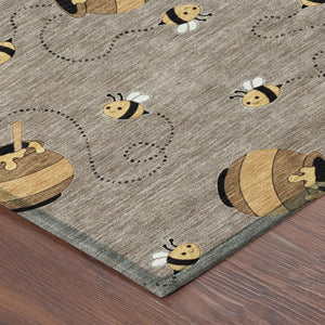 10 X 14 Taupe Beige Geometric Polyester Area Rug Washable Stain Resistant Patio