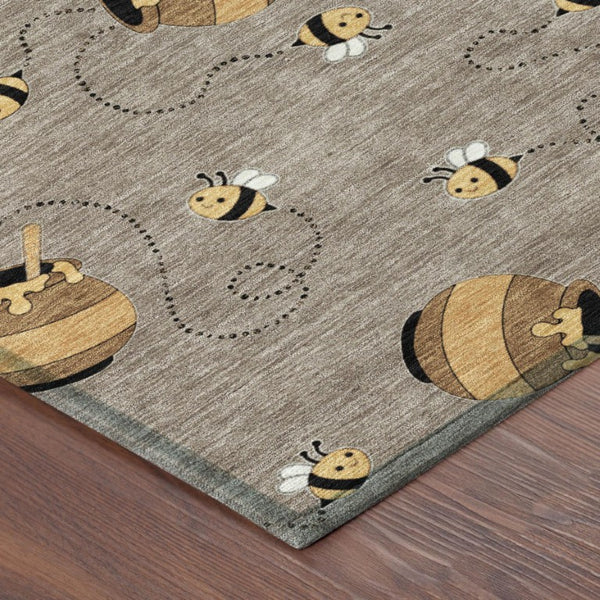 10 X 14 Taupe Beige Geometric Polyester Area Rug Washable Stain Resistant Patio