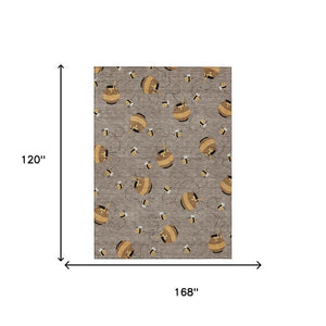10 X 14 Taupe Beige Geometric Polyester Area Rug Washable Stain Resistant Patio