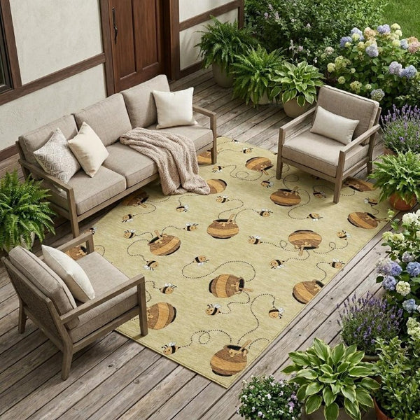 10 Foot Geometric Polyester Area Rug Washable Stain Resistant for Patio or Living Room