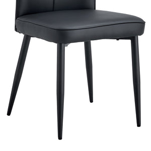 English Elm Table Set - Modern Black Wood Grain Dining Table With 8 Ergonomic Pu Chairs For Stylish Comfort W1151S04182-GIGA