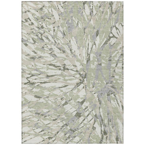 HomeRoots 10 X 14 Abstract Green Ivory Polyester Area Rug Washable for Patio or Living Room 735163