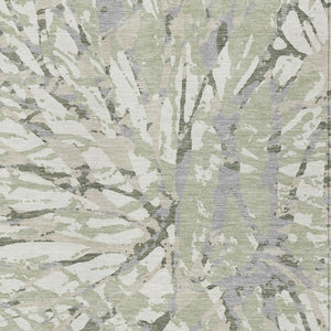 10 X 14 Abstract Green Ivory Polyester Area Rug Washable for Patio or Living Room