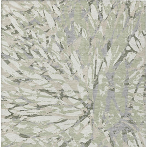 10 X 14 Abstract Green Ivory Polyester Area Rug Washable for Patio or Living Room