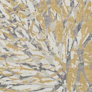 5x8 Gold Ivory Abstract Polyester Area Rug Stain Resistant Indoor Outdoor Patio