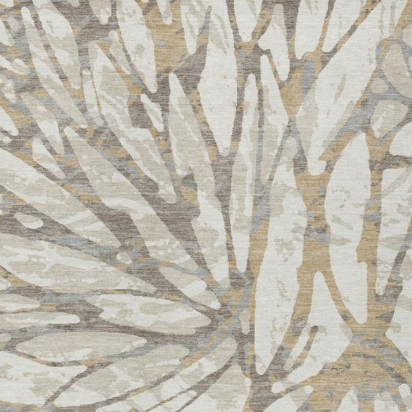 9 X 12 Ivory Pewter Abstract Polyester Area Rug Stain Resistant for Patio or Living Room