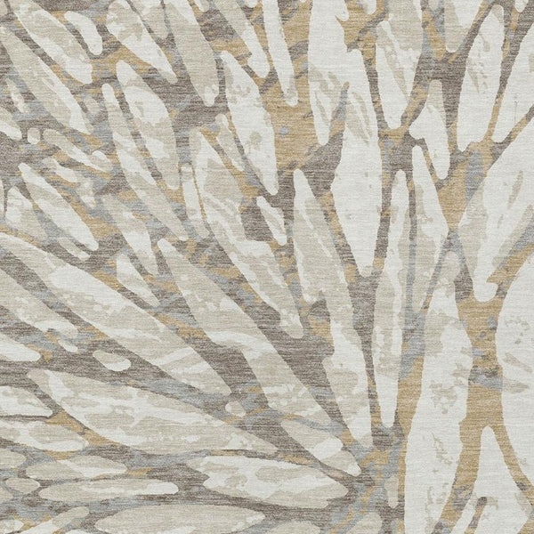 9 X 12 Ivory Pewter Abstract Polyester Area Rug Stain Resistant for Patio or Living Room