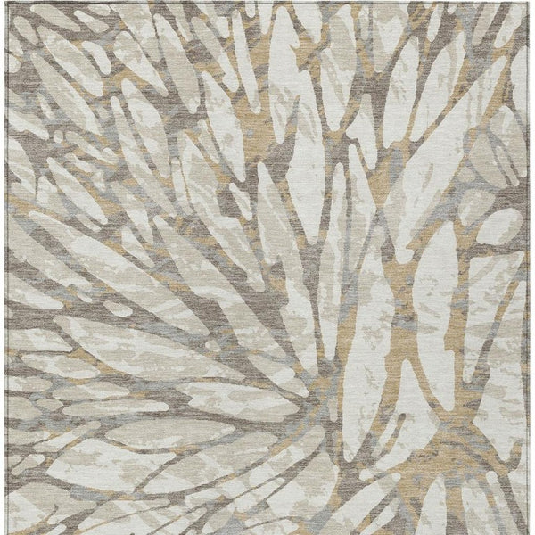 9 X 12 Ivory Pewter Abstract Polyester Area Rug Stain Resistant for Patio or Living Room