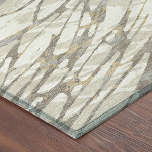 9 X 12 Ivory Pewter Abstract Polyester Area Rug Stain Resistant for Patio or Living Room