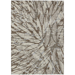 HomeRoots 5 X 8 Abstract Indoor Outdoor Rug Taupe Teal Polyester Stain Resistant Washable 735189