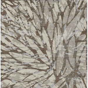 5 X 8 Abstract Indoor Outdoor Rug Taupe Teal Polyester Stain Resistant Washable