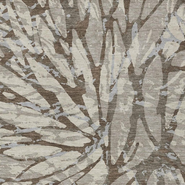 5 X 8 Abstract Indoor Outdoor Rug Taupe Teal Polyester Stain Resistant Washable