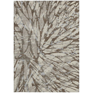 8 X 10 Abstract Taupe Teal Washable Polyester Rug for Patio Porch or Living Room