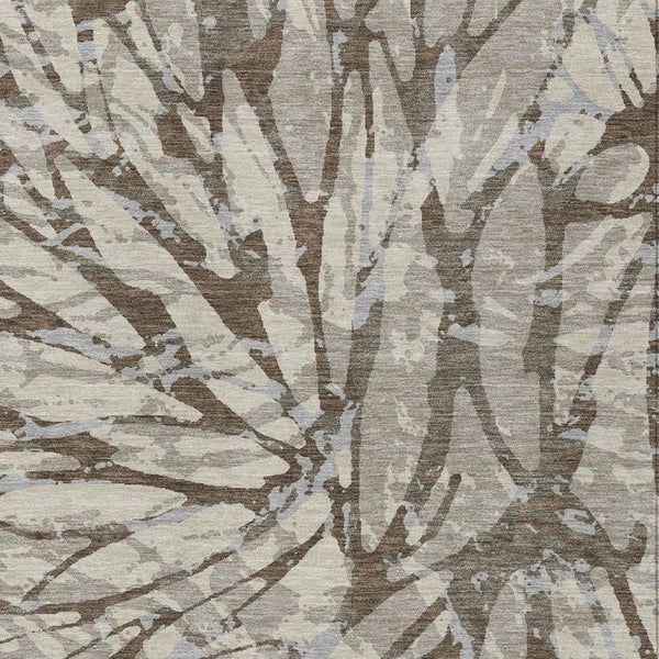 8 X 10 Abstract Taupe Teal Washable Polyester Rug for Patio Porch or Living Room