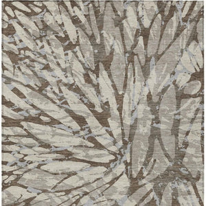 8 X 10 Abstract Taupe Teal Washable Polyester Rug for Patio Porch or Living Room