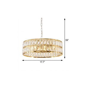 Black Six Light Chandelier with Crystal Rope Accents and Beveled Gold Shaded Glass