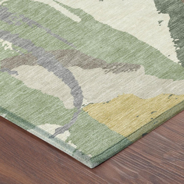 8 Foot Round Abstract Polyester Rug Washable Stain Resistant for Indoor Outdoor Use