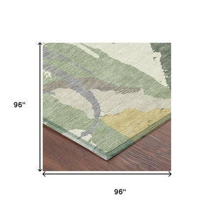 8 Foot Round Abstract Polyester Rug Washable Stain Resistant for Indoor Outdoor Use