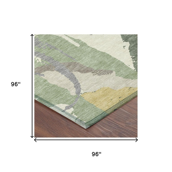 8 Foot Round Abstract Polyester Rug Washable Stain Resistant for Indoor Outdoor Use