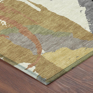8 X 10 Abstract Gray Copper Polyester Indoor Outdoor Rug Stain Resistant Washable