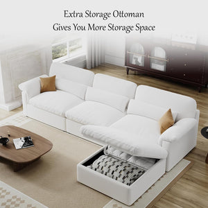 English Elm Cloud Modular Sectional Sofa - Plush Down-Filled Comfort With Washable Chenille Covers & Storage T3966S00001