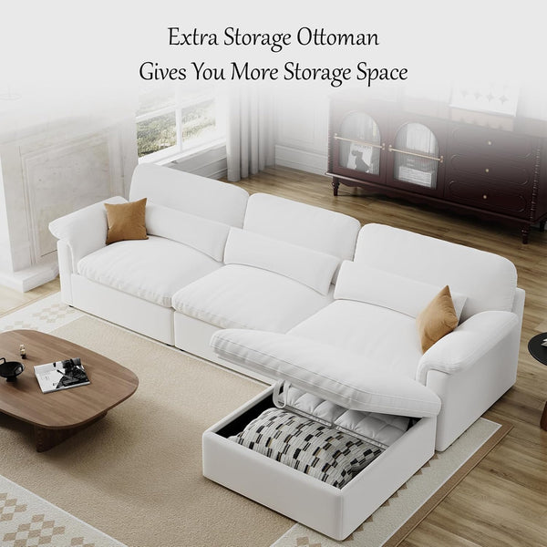 English Elm Cloud Modular Sectional Sofa - Plush Down-Filled Comfort With Washable Chenille Covers & Storage T3966S00001